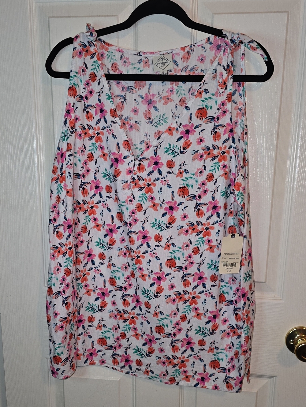 St. John's Bay One-Shoulder Floral Dress - White with Pink, Coral & Mint